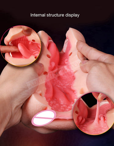 Realistic Oral 3D Deep Throat with Tongue Teeth Maiden Artificial Vagina Male Masturbator Realistic Pussy Oral Sex Toys for Men