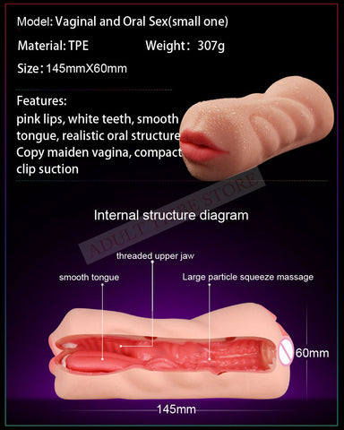 Realistic Oral 3D Deep Throat with Tongue Teeth Maiden Artificial Vagina Male Masturbator Realistic Pussy Oral Sex Toys for Men