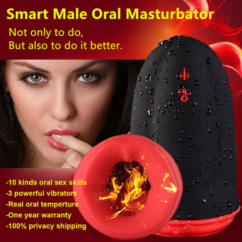 Powerful Automatic Oral Suction Male Masturbator 3 Vibrator Heating Sex Machine Soft Silicone 10 Speeds Adult Sex Toys for Men