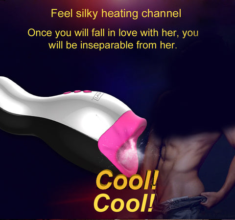 Male masturbator Intelligent Heating Realistic Oral Masturbation Cup 12 Speeds Vibrating  Sex Toys for Men