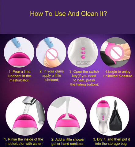 Male masturbator Intelligent Heating Realistic Oral Masturbation Cup 12 Speeds Vibrating  Sex Toys for Men