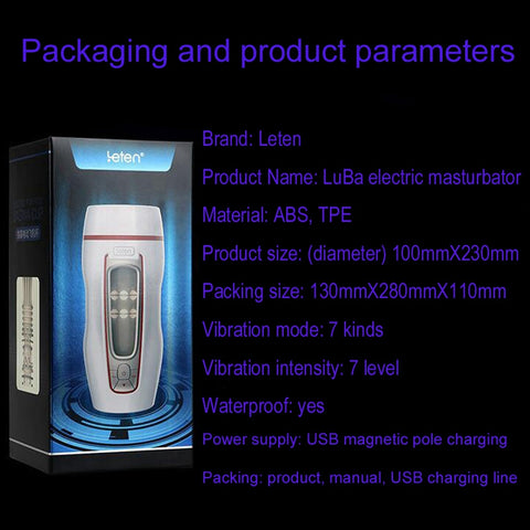 Leten Automatic Masturbation Cup Realistic Vagina Strong Suction Vibration Sex Masturbator for Men